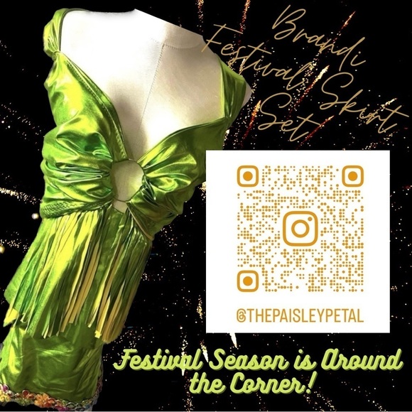 𝅺FESTIVAL FRINGE TOP AND SKIRT SET - Picture 1 of 8